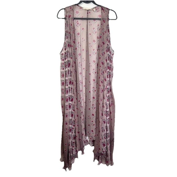 Soft Surroundings Long Maxi Vest Womens L/XL Purple Plum Ombré Flowy Boho Sheer - Picture 1 of 8